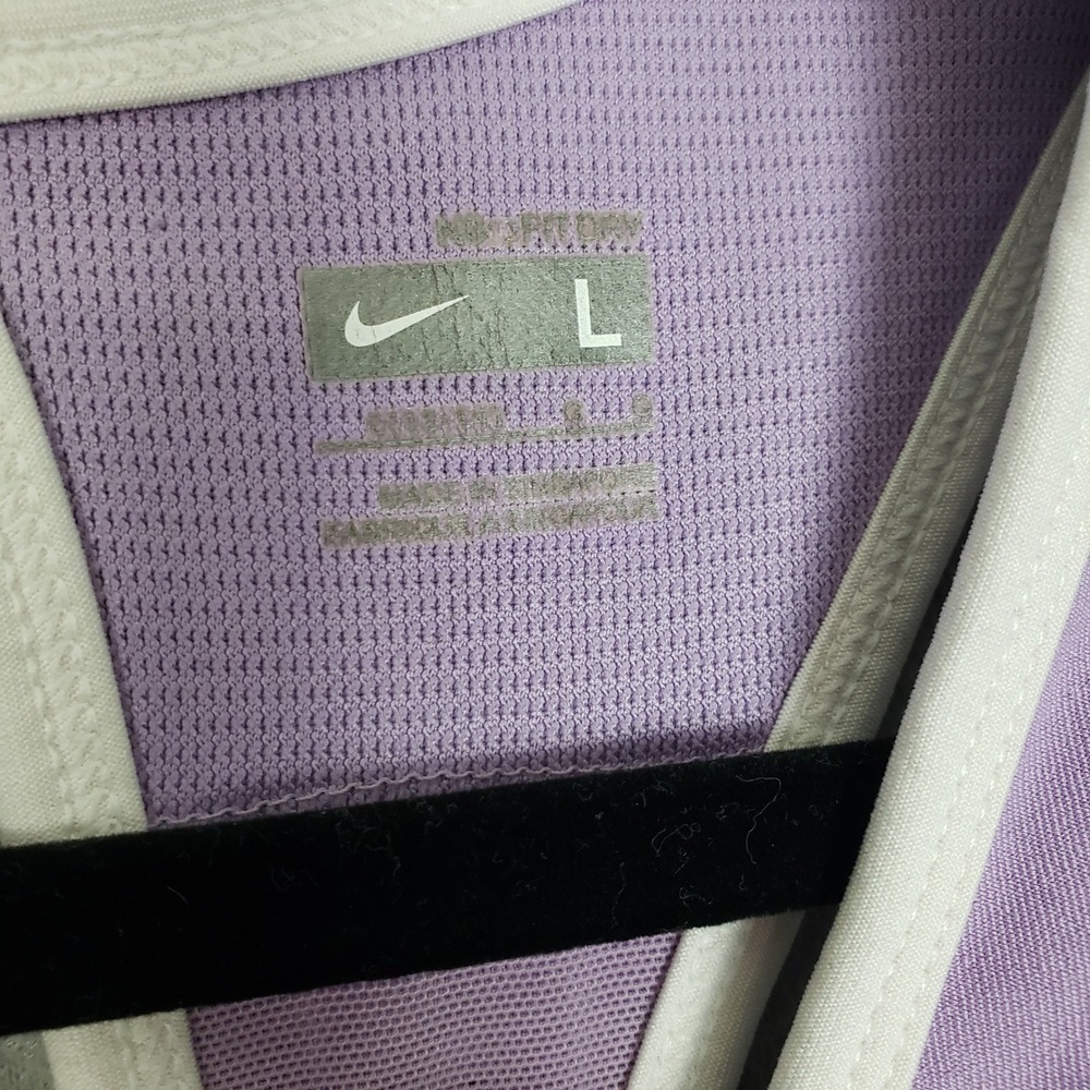 Nike Women's L Racerback Tank Top Pastel Purple Running Track Stripe Athletic - Picture 4 of 13